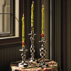 Candles & Fragrances|Table Accessories|MacKenzie-Childs Courtly Check Medium Enamel Candlestick