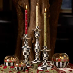 Candles & Fragrances|Table Accessories|MacKenzie-Childs Courtly Check Medium Enamel Candlestick