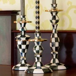 Candles & Fragrances|Table Accessories|MacKenzie-Childs Courtly Check Medium Enamel Candlestick