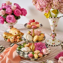 Serveware|MacKenzie-Childs Courtly Check Mini Pedestal Platter