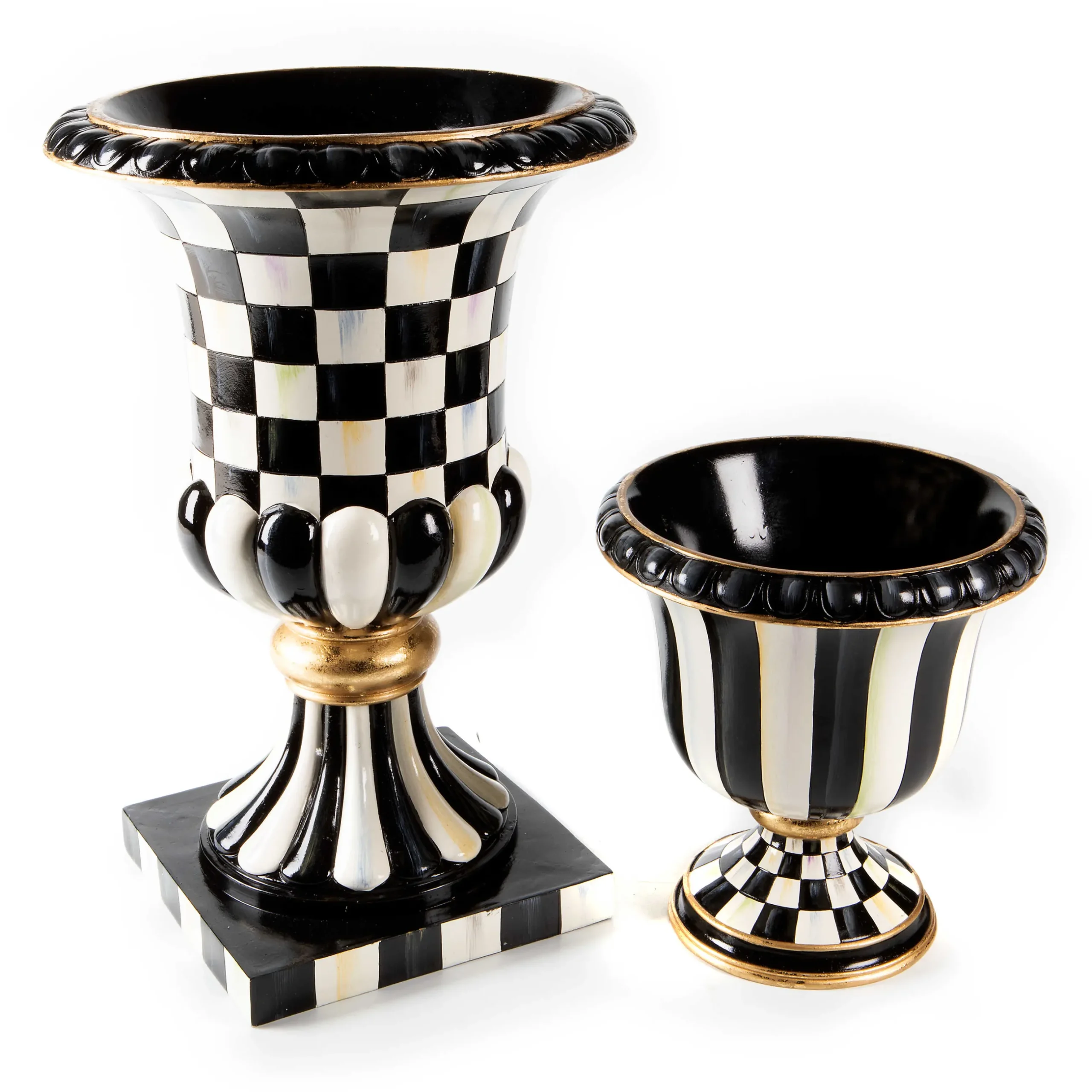 Outdoor|MacKenzie-Childs Courtly Check Pedestal Tabletop Urn