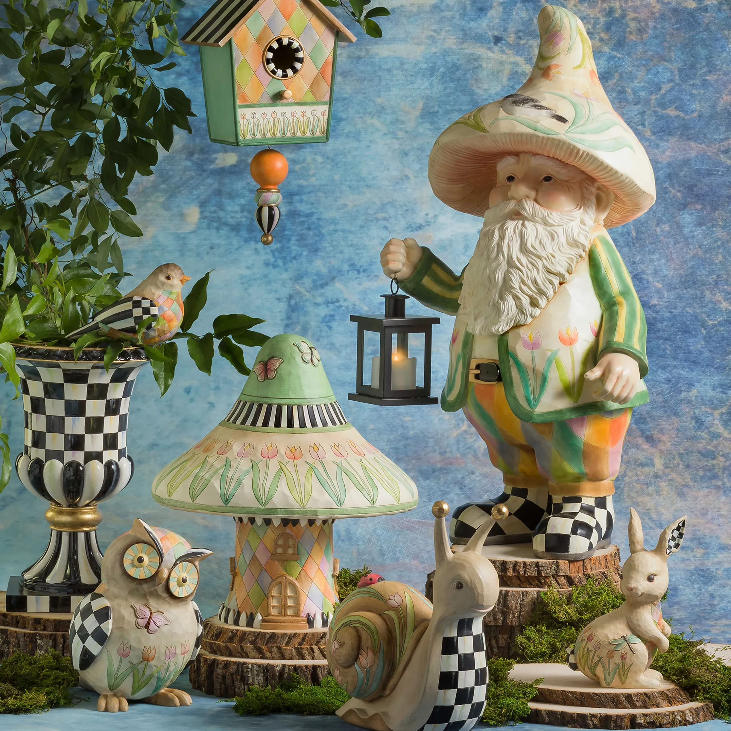 Spring|Outdoor|MacKenzie-Childs Courtly Check Pedestal Urn