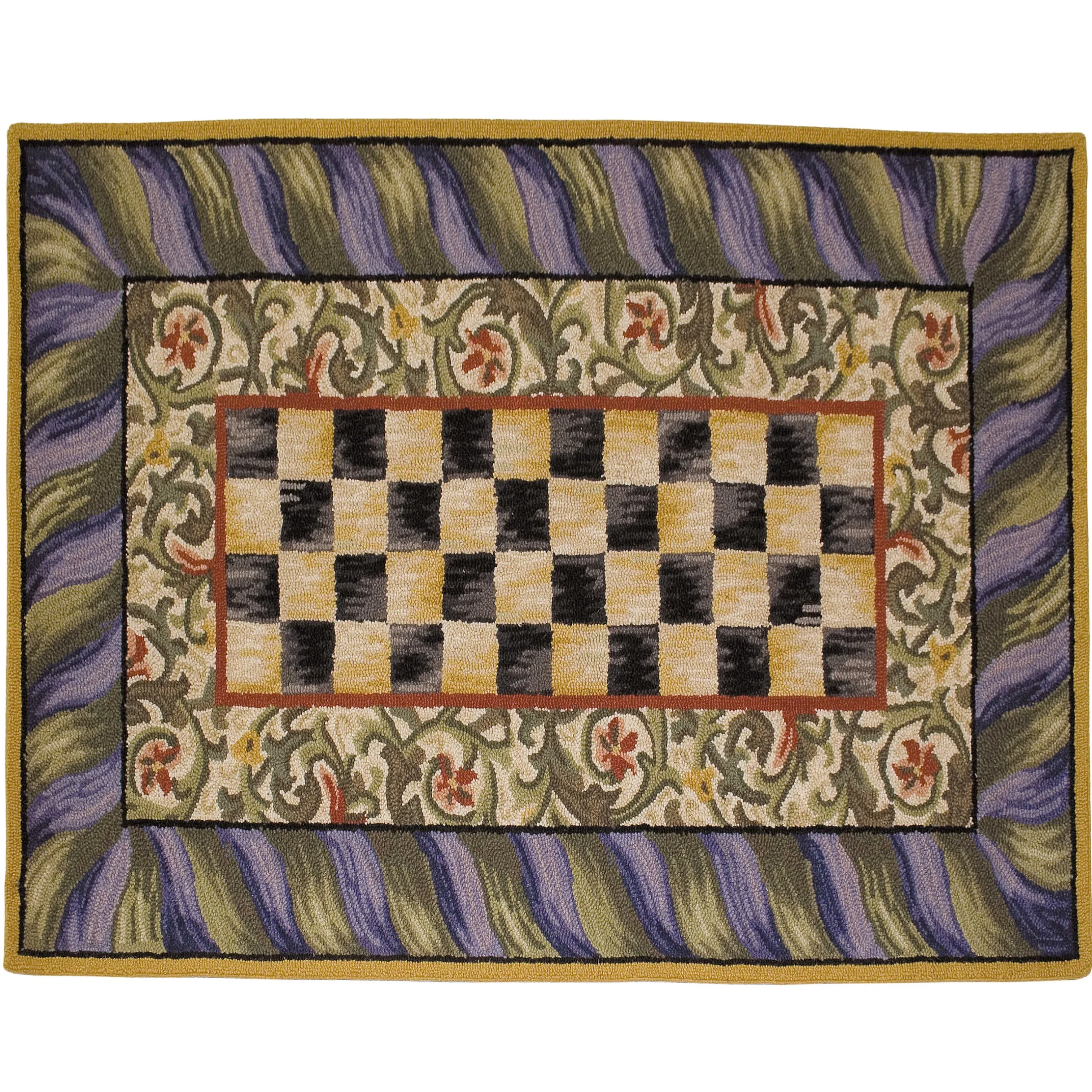 Rugs|MacKenzie-Childs Courtly Check Purple Green 3' x 5' Rug