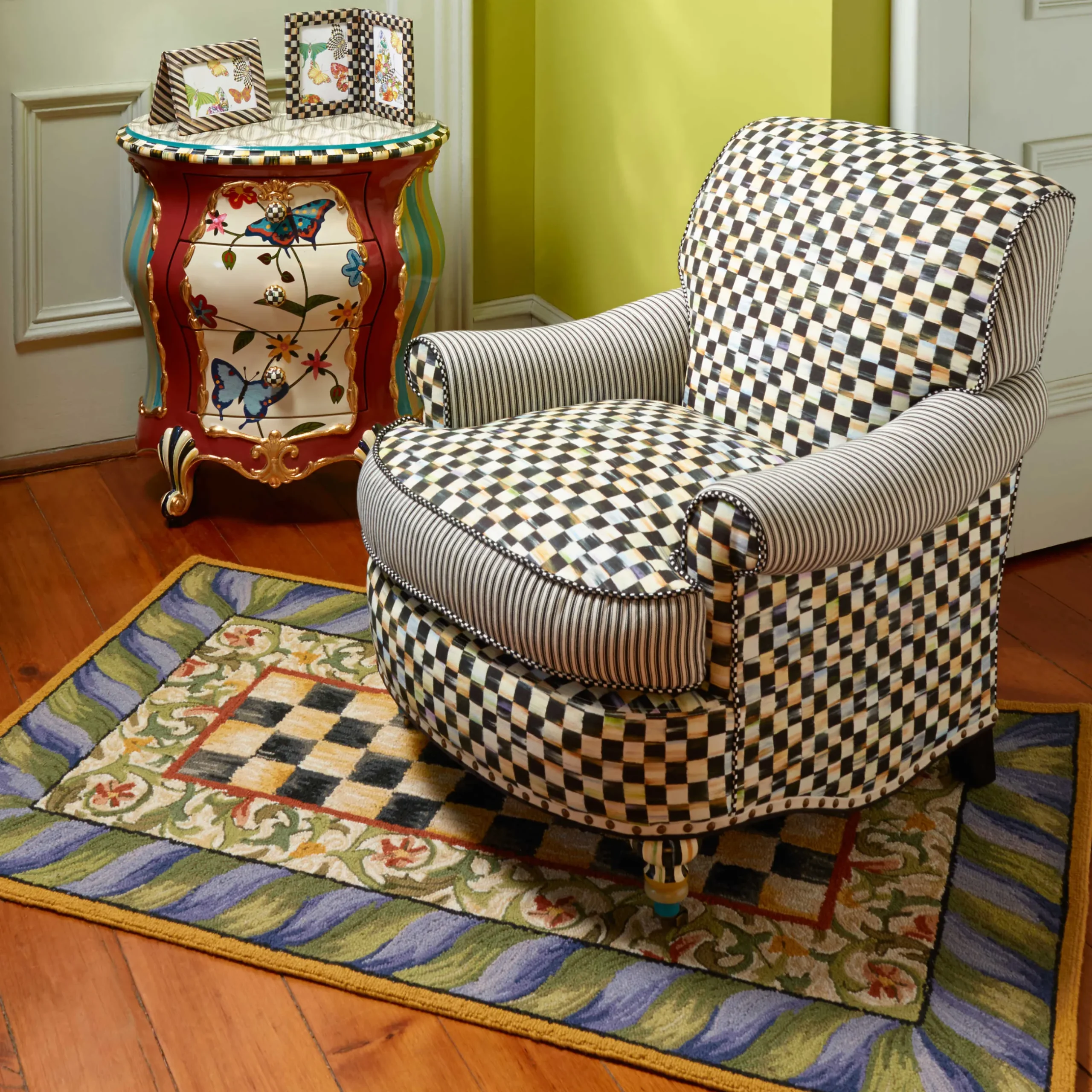 Rugs|MacKenzie-Childs Courtly Check Purple Green 3' x 5' Rug