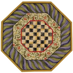 Rugs|MacKenzie-Childs Courtly Check Purple  Green 5' Octagon Rug