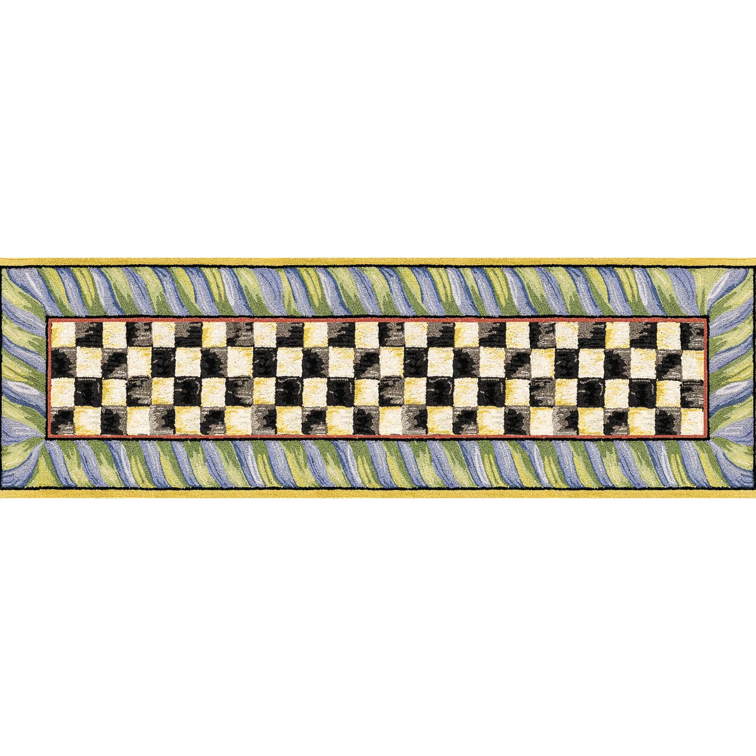 Rugs|MacKenzie-Childs Courtly Check Purple Green 2'6 x 8' Washable Runner