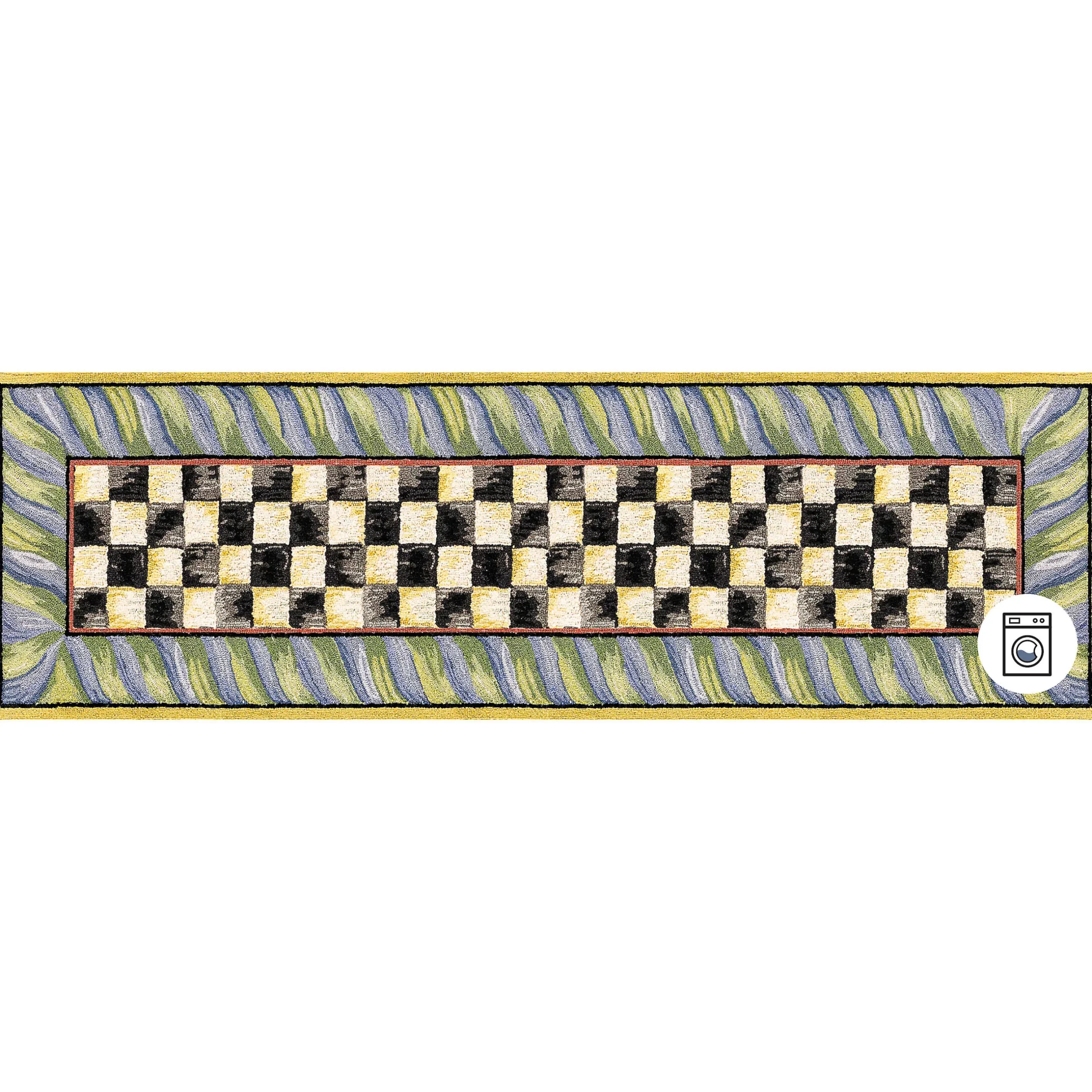 Rugs|MacKenzie-Childs Courtly Check Purple Green 2'6 x 8' Washable Runner