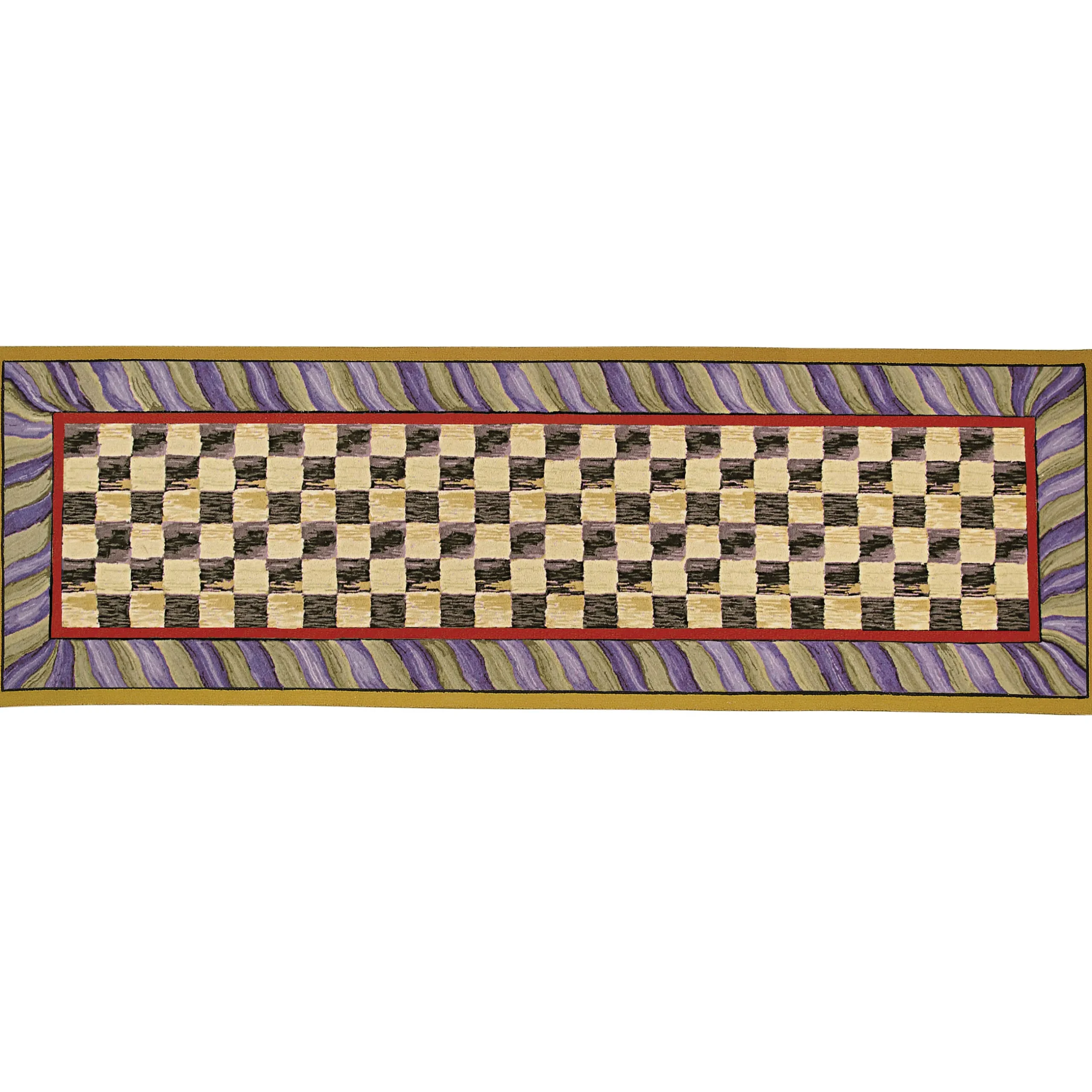Rugs|MacKenzie-Childs Courtly Check Purple Green 2'6 x 8' Runner