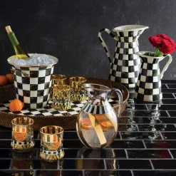 Bar Entertaining|Serveware|MacKenzie-Childs Courtly Check Rattan  Enamel Party Serving Tray