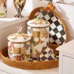 The Coffee Shop|Bar Entertaining|MacKenzie-Childs Courtly Check Rattan  Enamel Small Serving Tray