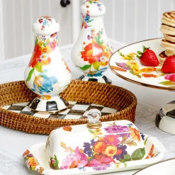 The Coffee Shop|Bar Entertaining|MacKenzie-Childs Courtly Check Rattan  Enamel Small Serving Tray