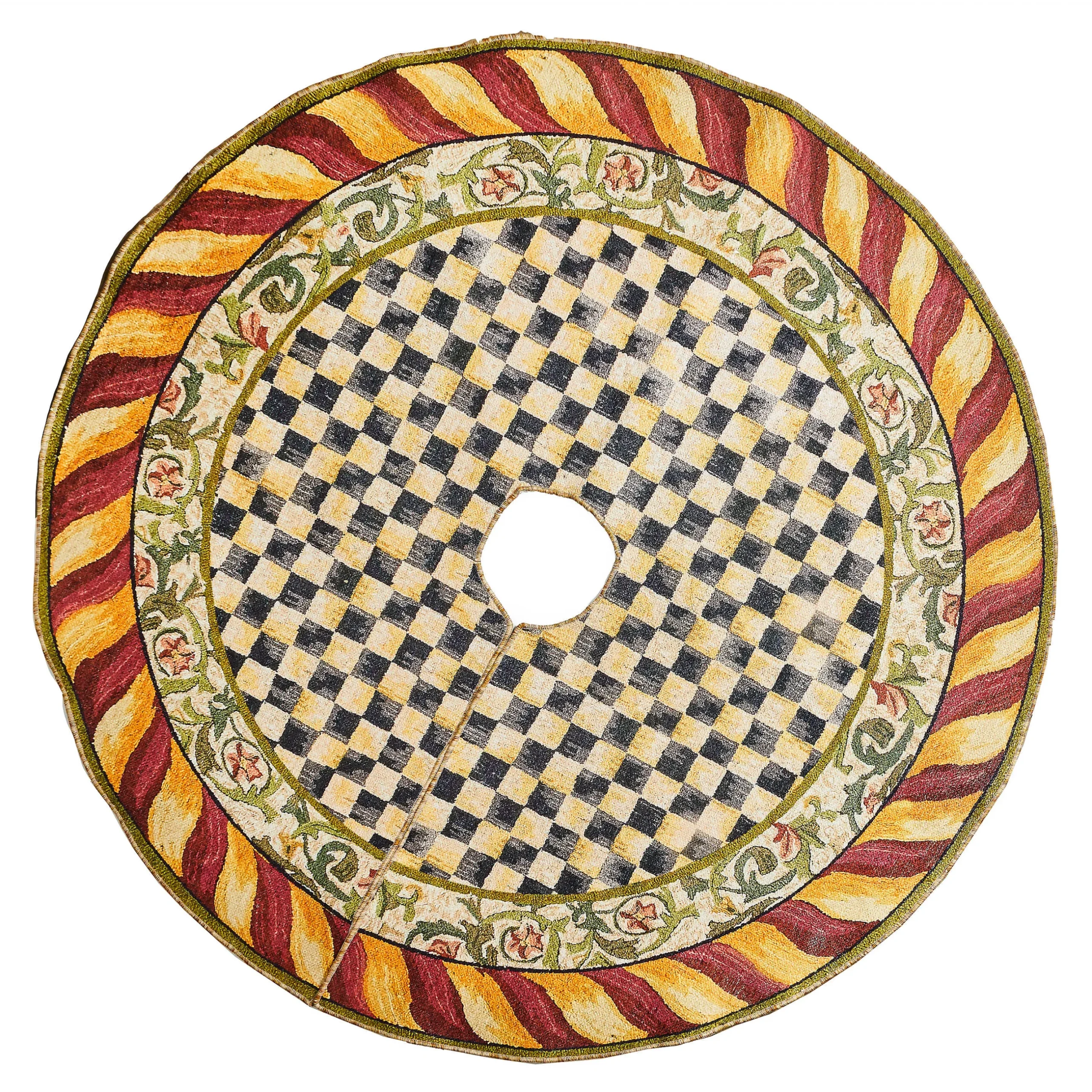 Room Accents|MacKenzie-Childs Courtly Check Red Gold Tree Skirt