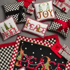Pillows, Throws, & Cushions|MacKenzie-Childs Courtly Check Red Sash Throw Pillow