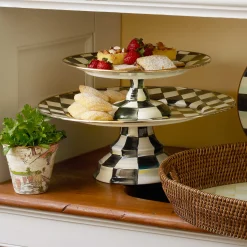 Fall Entertaining|Serveware|MacKenzie-Childs Courtly Check Small Pedestal Platter