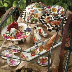 Fall Entertaining|Serveware|MacKenzie-Childs Courtly Check Small Pedestal Platter
