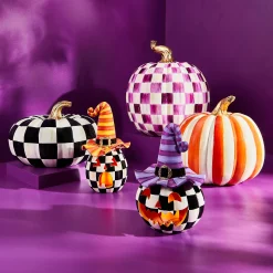 Pumpkins|The Halloween Shop|MacKenzie-Childs Courtly Check Squashed Glossy Medium Pumpkin