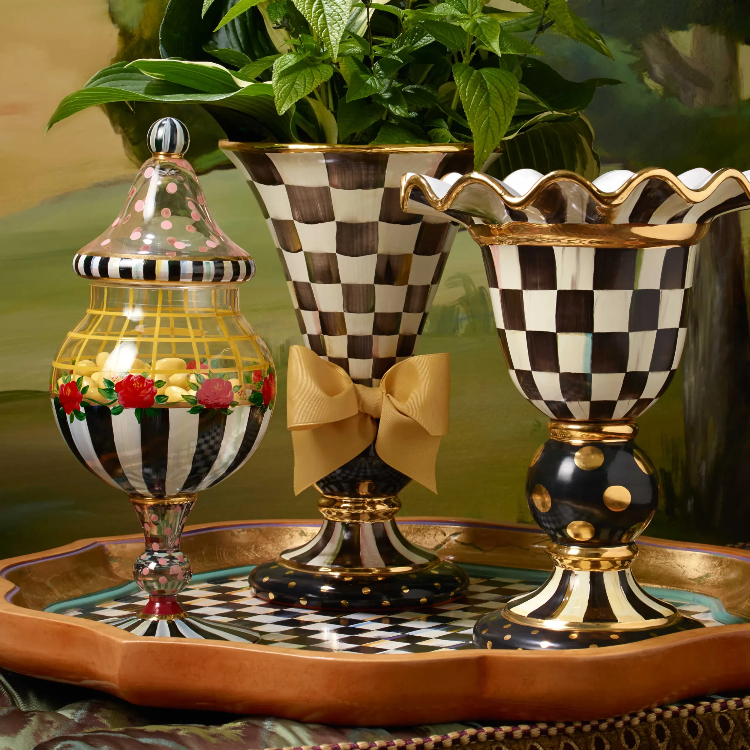 Room Accents|MacKenzie-Childs Courtly Check Stately Vase
