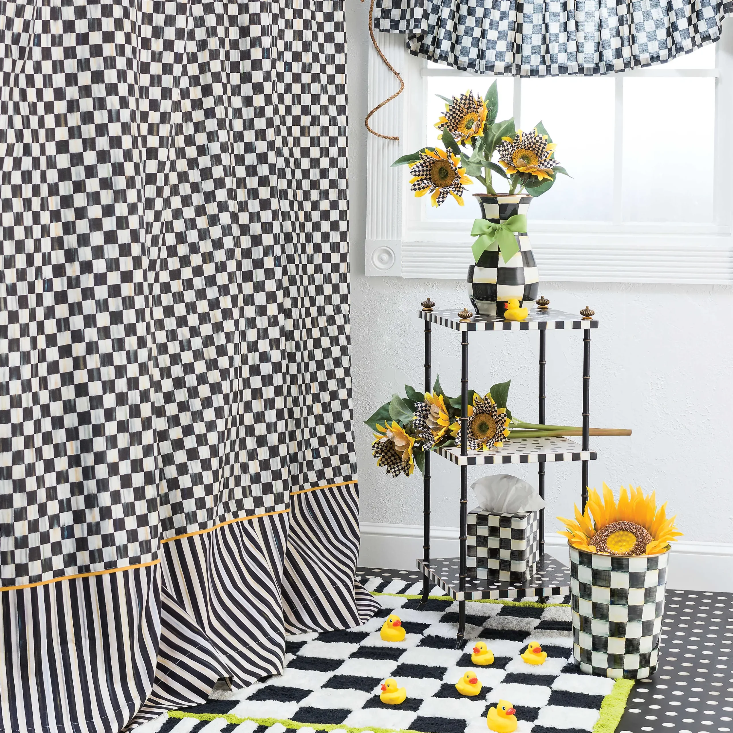 Room Accents|MacKenzie-Childs Courtly Check Tab Top Cafe Valance
