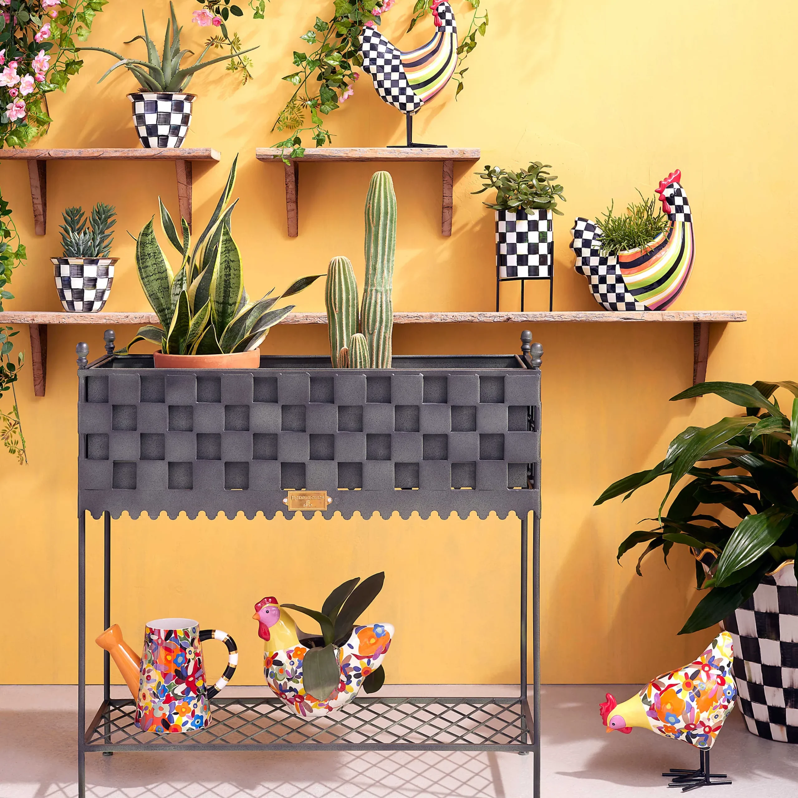 Room Accents|MacKenzie-Childs Courtly Check Tabletop Planter