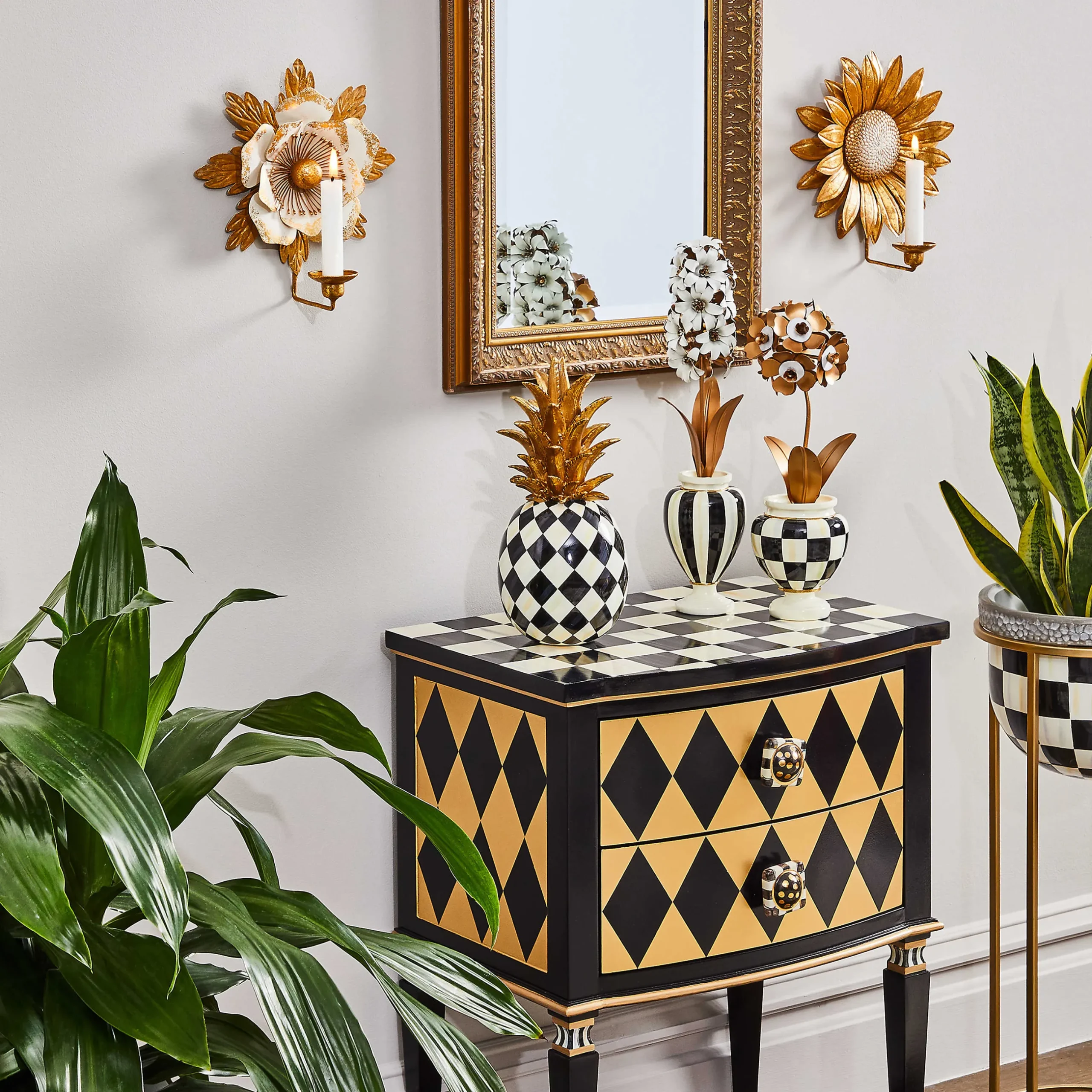 Outdoor|MacKenzie-Childs Courtly Check Tall Plant Stand