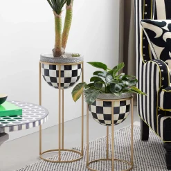 Outdoor|MacKenzie-Childs Courtly Check Tall Plant Stand