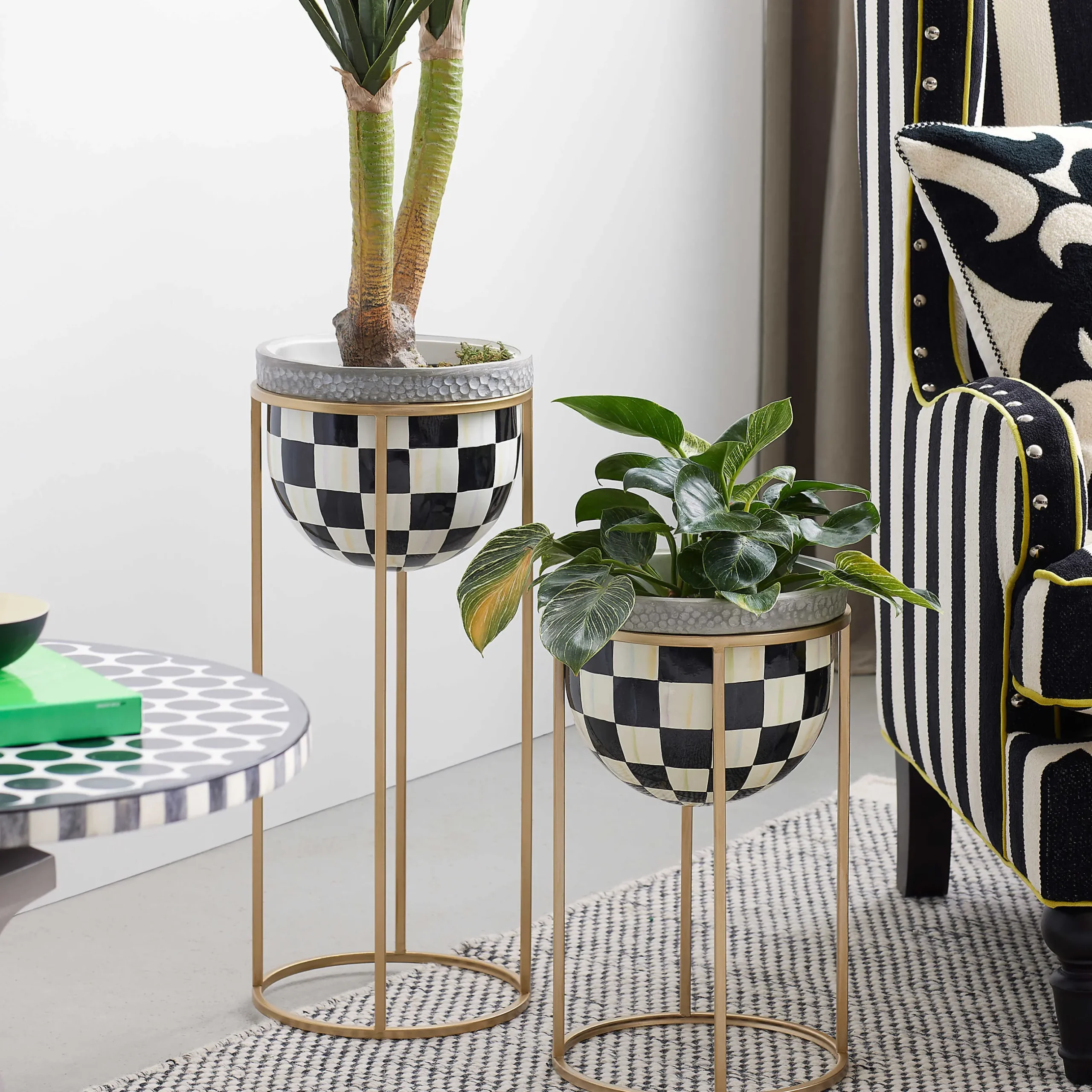 Outdoor|MacKenzie-Childs Courtly Check Tall Plant Stand