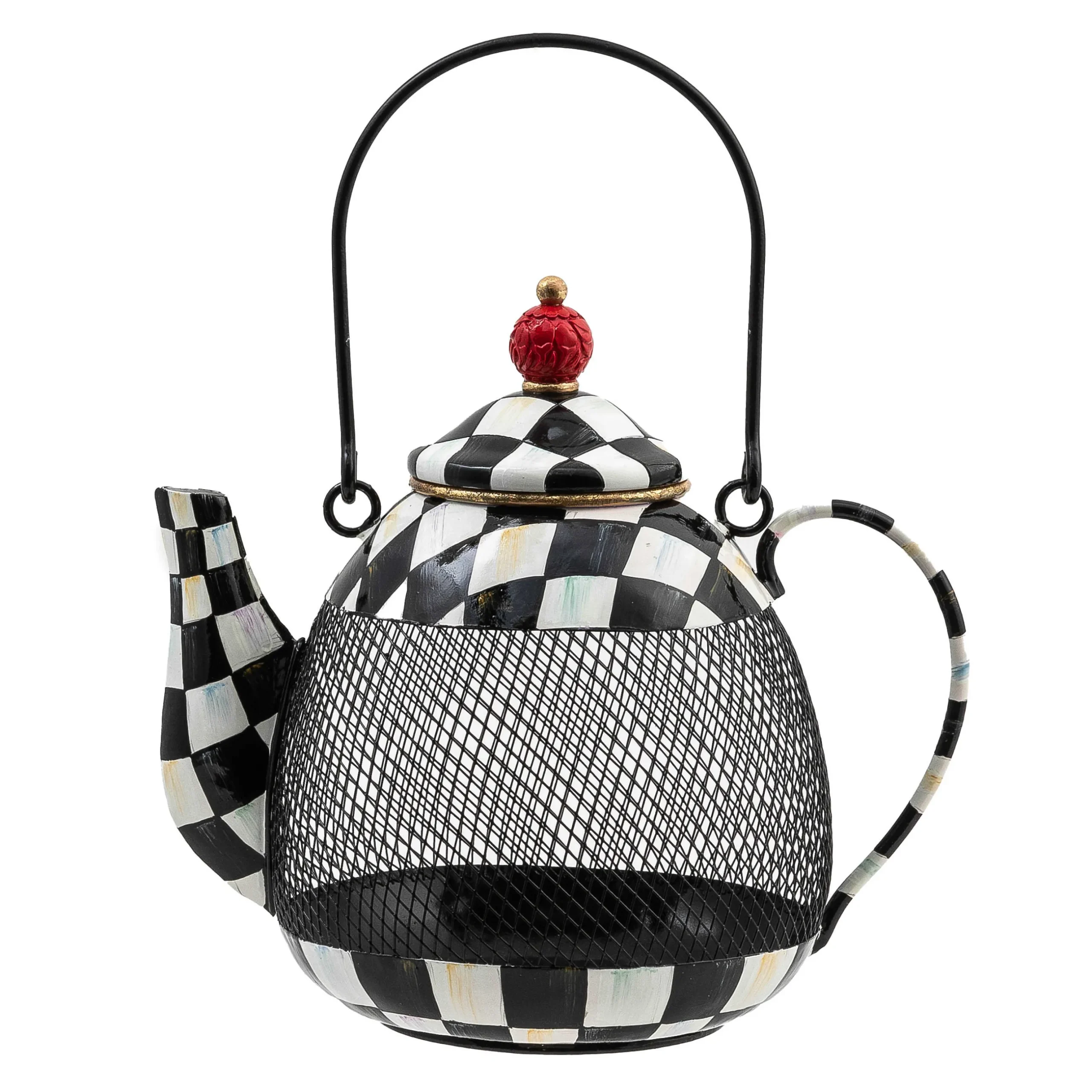 Spring|Outdoor|MacKenzie-Childs Courtly Check Teapot Bird Feeder