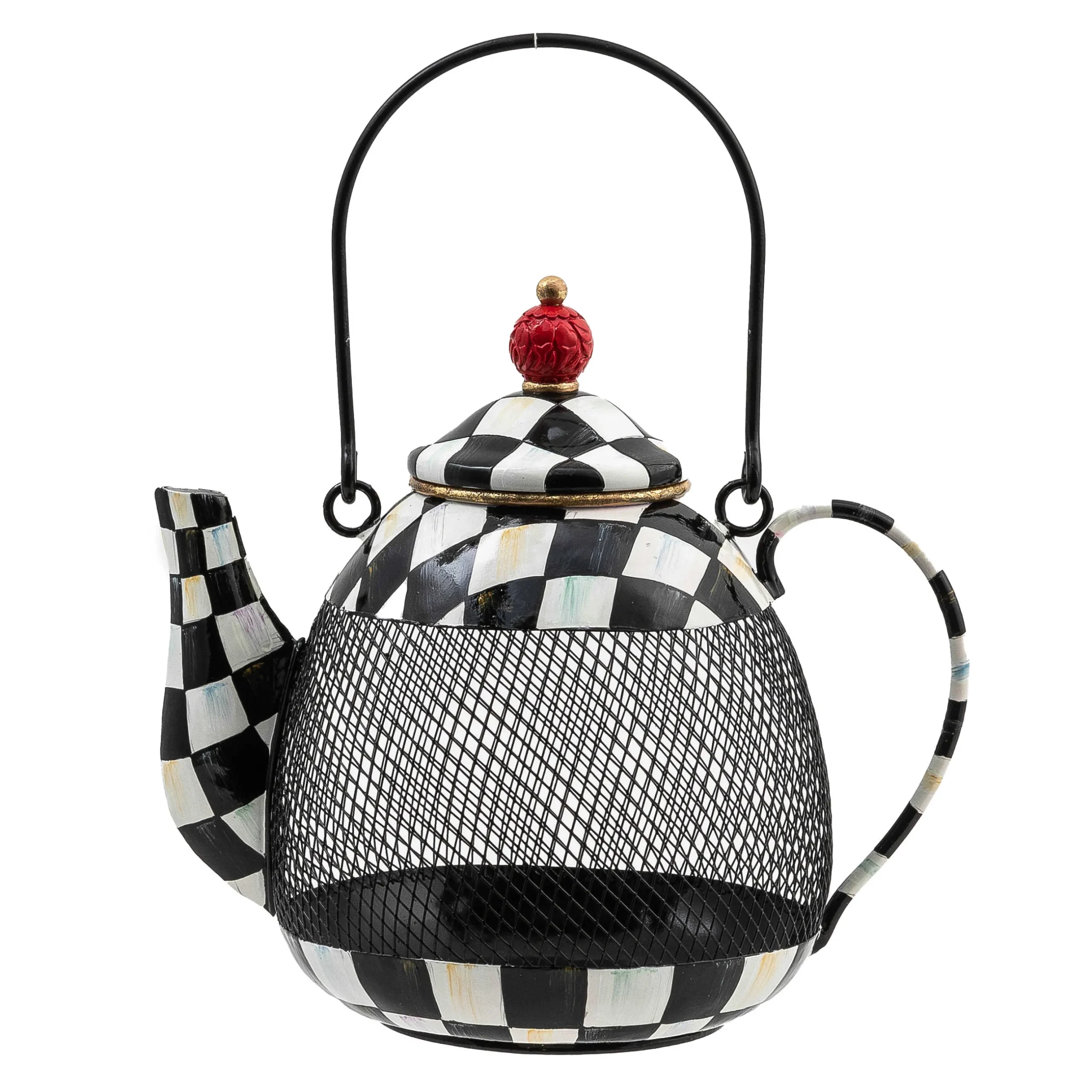 Spring|Outdoor|MacKenzie-Childs Courtly Check Teapot Bird Feeder