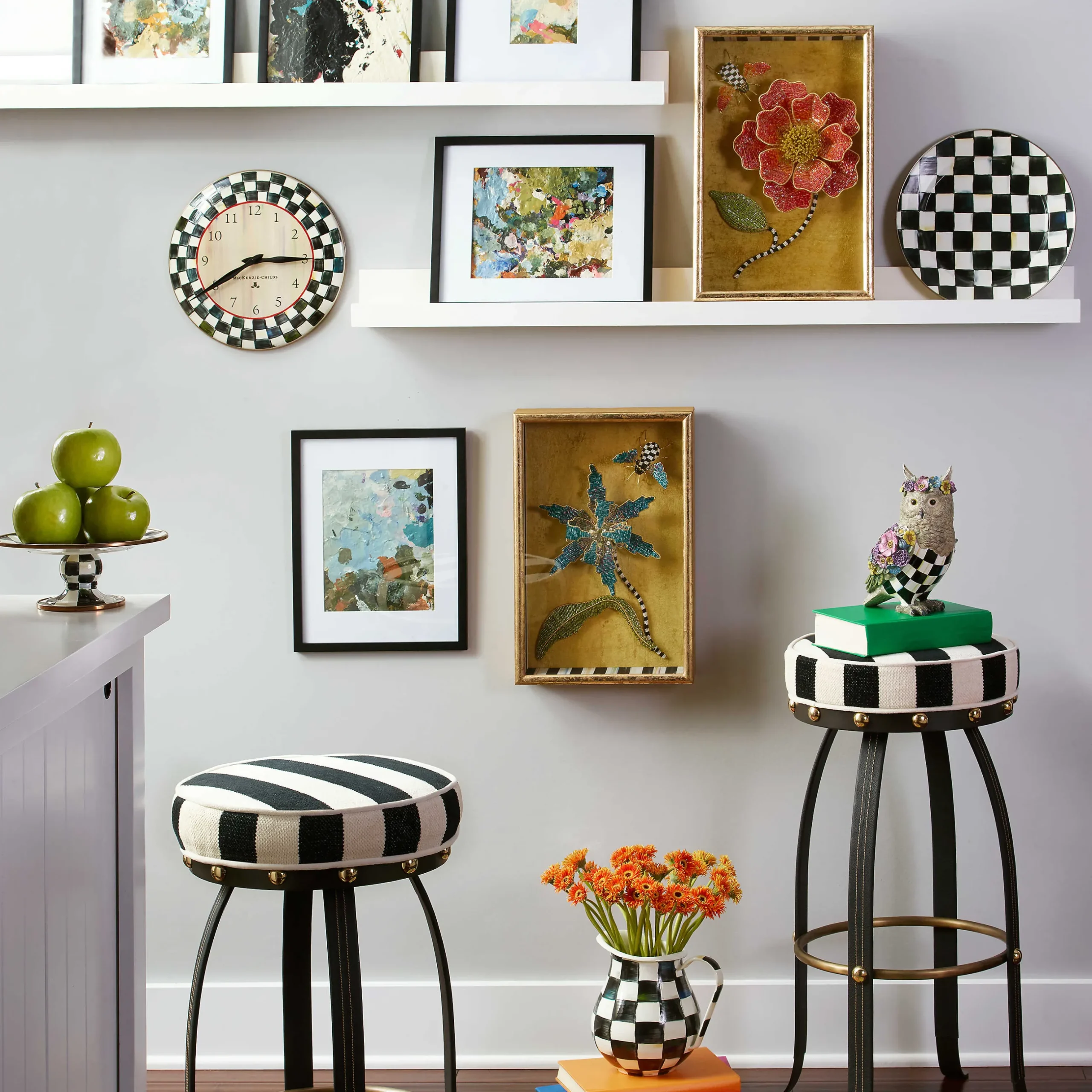 Room Accents|MacKenzie-Childs Courtly Check Wall Clock