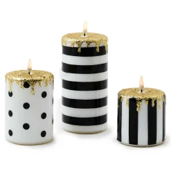 Holiday|Candles & Fragrances|MacKenzie-Childs Courtly Illuminated Stripe  Dot Candles, Set of 3