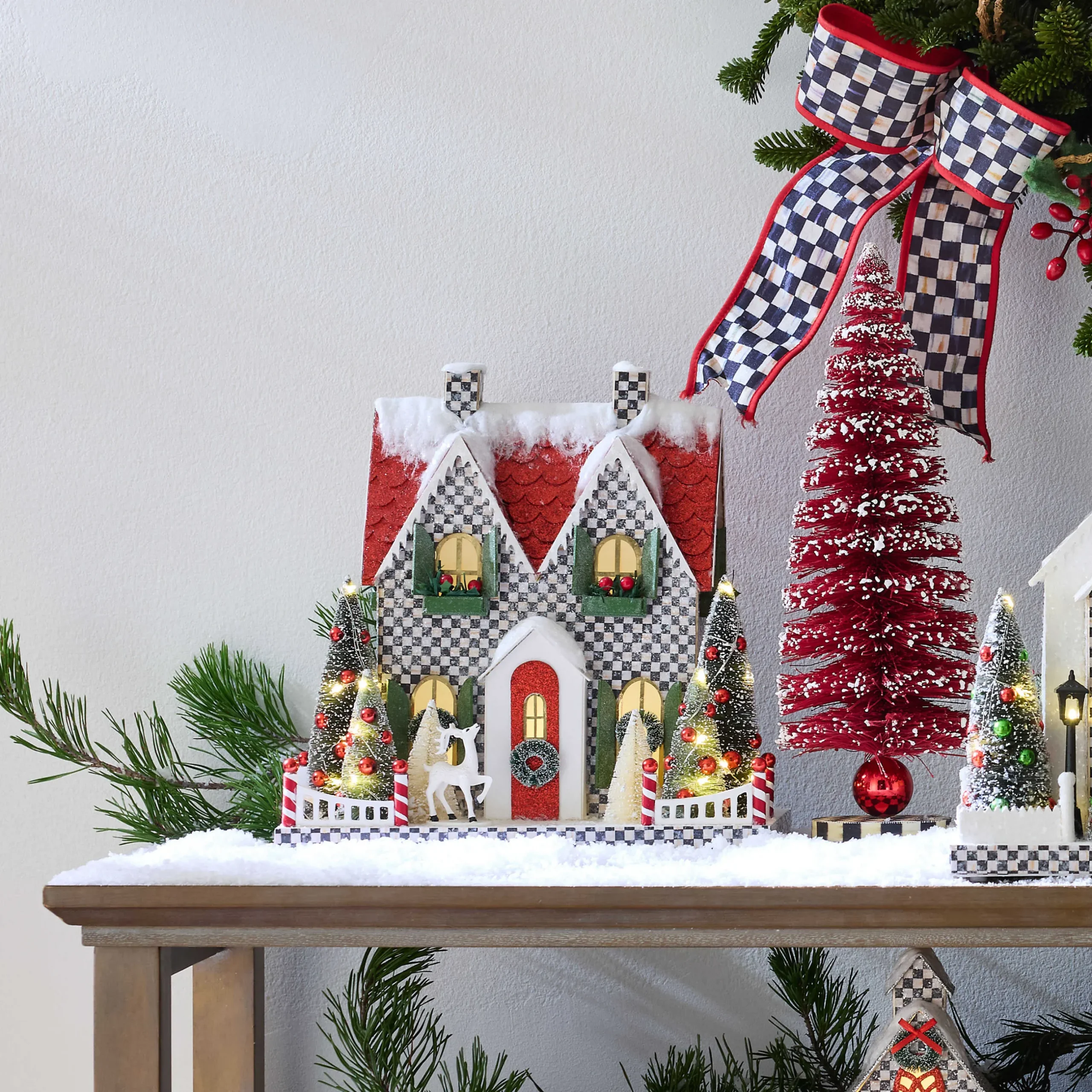 Room Accents|MacKenzie-Childs Cozy Christmas Illuminated Paper Cottage