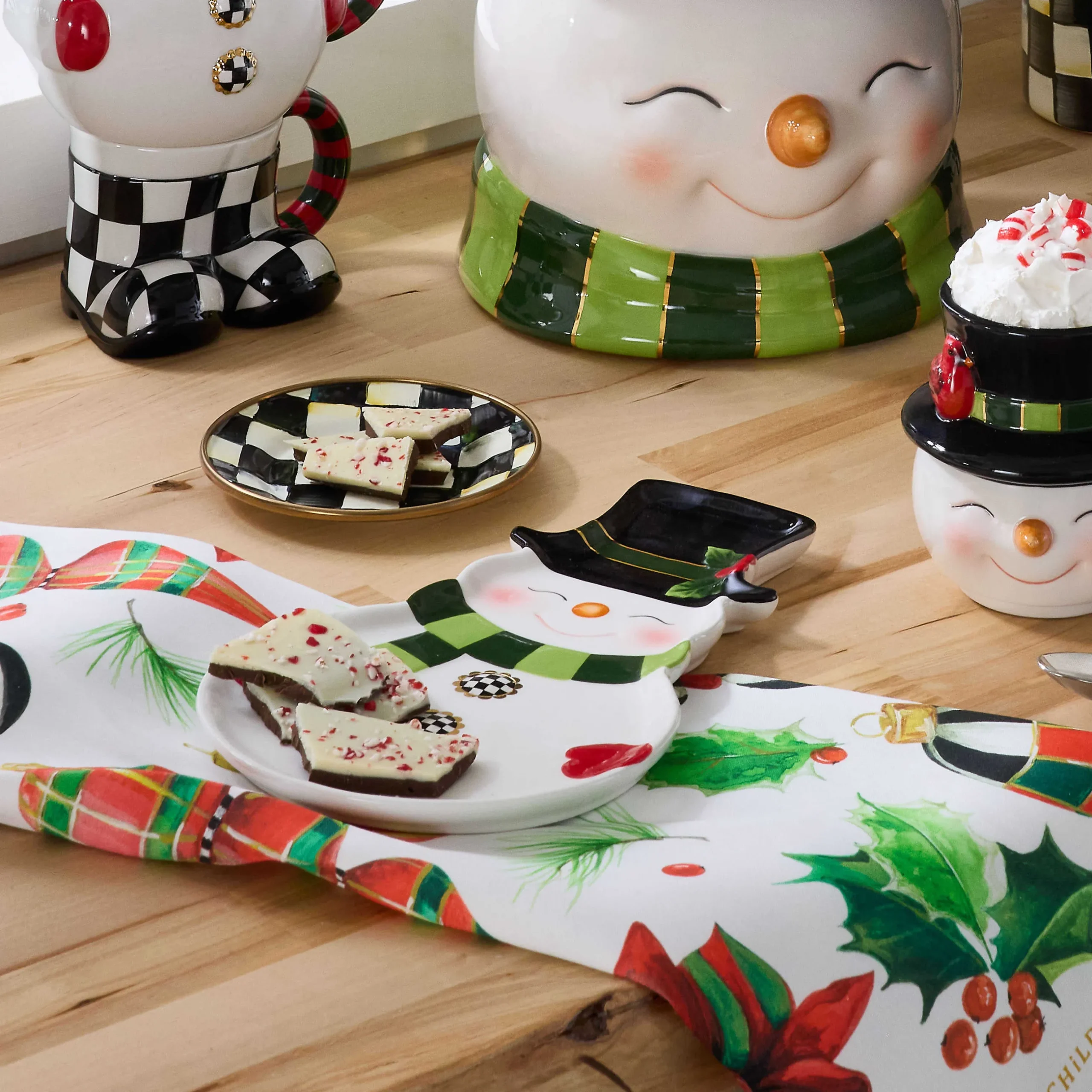 Serveware|MacKenzie-Childs Cozy Christmas Snowman Cookie Plate