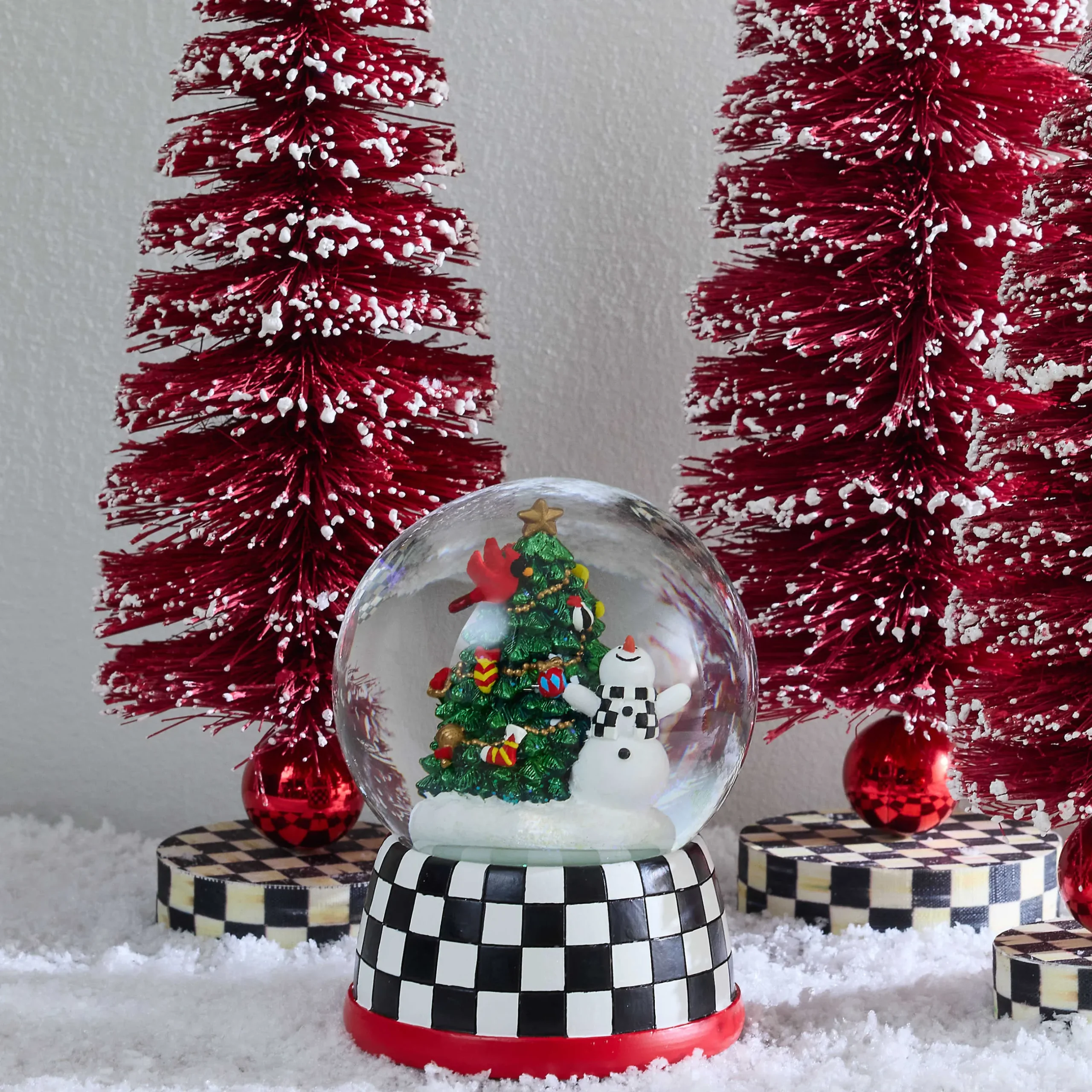 Holiday|Room Accents|MacKenzie-Childs Cozy Christmas Snowman Tree Snow Globe
