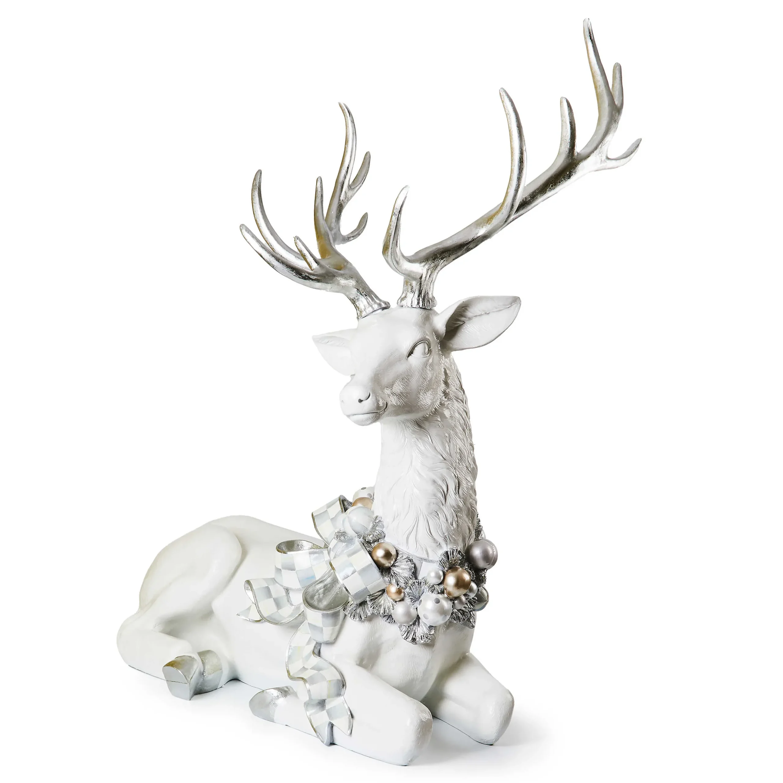 Outdoor|MacKenzie-Childs Crystal Palace Resting Trophy White Deer
