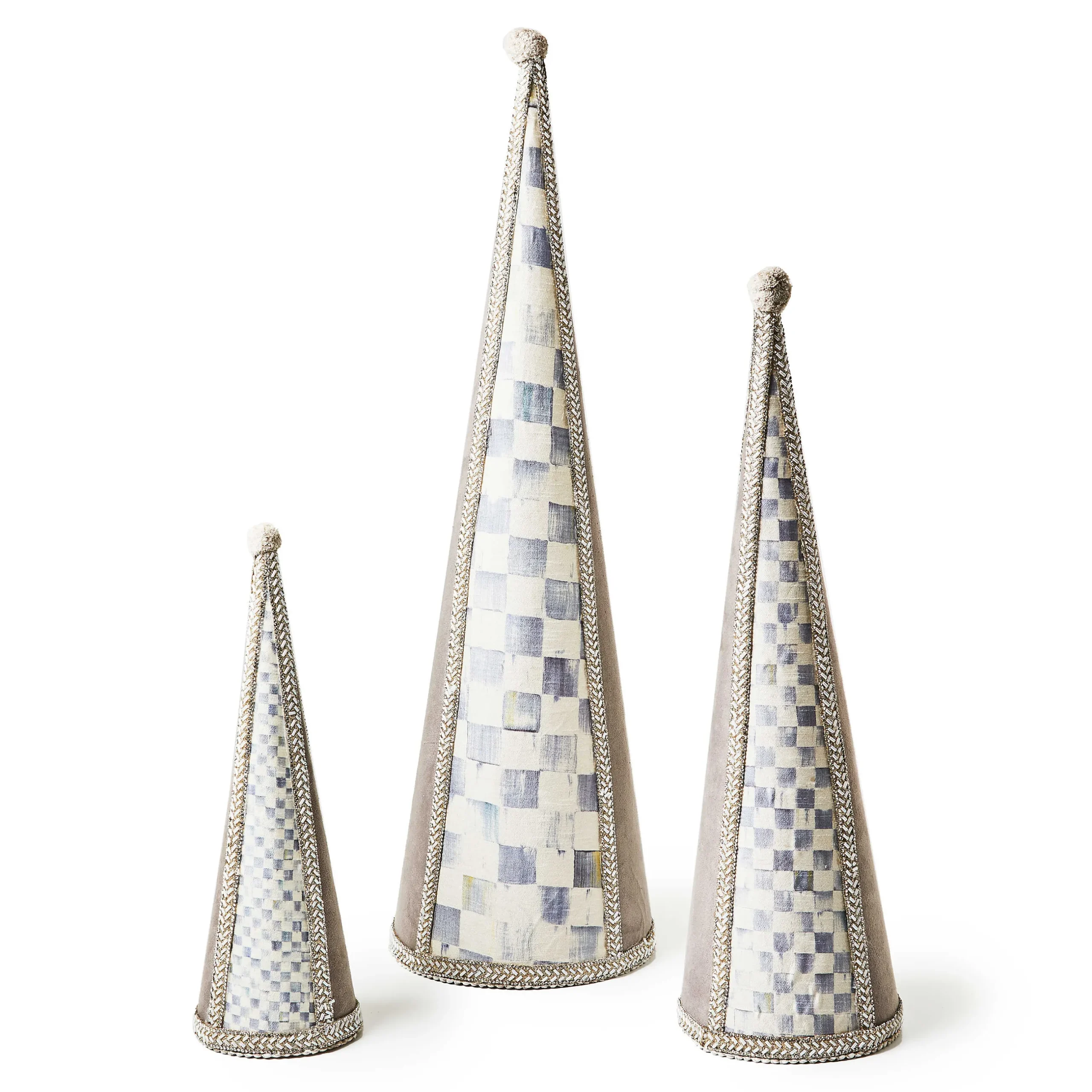Holiday|Room Accents|MacKenzie-Childs Crystal Palace Suede Cone Trees, Set of 3