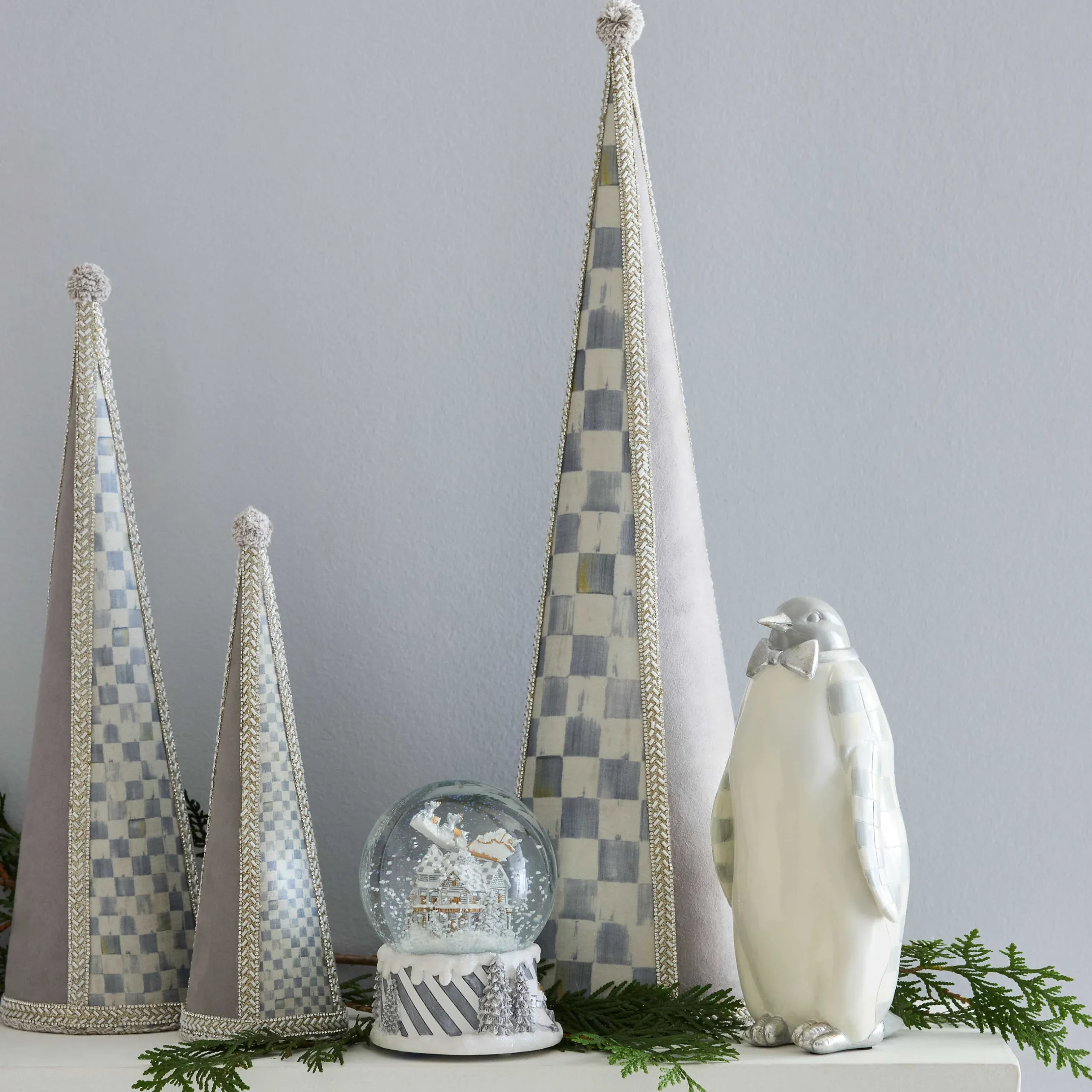 Holiday|Room Accents|MacKenzie-Childs Crystal Palace Suede Cone Trees, Set of 3