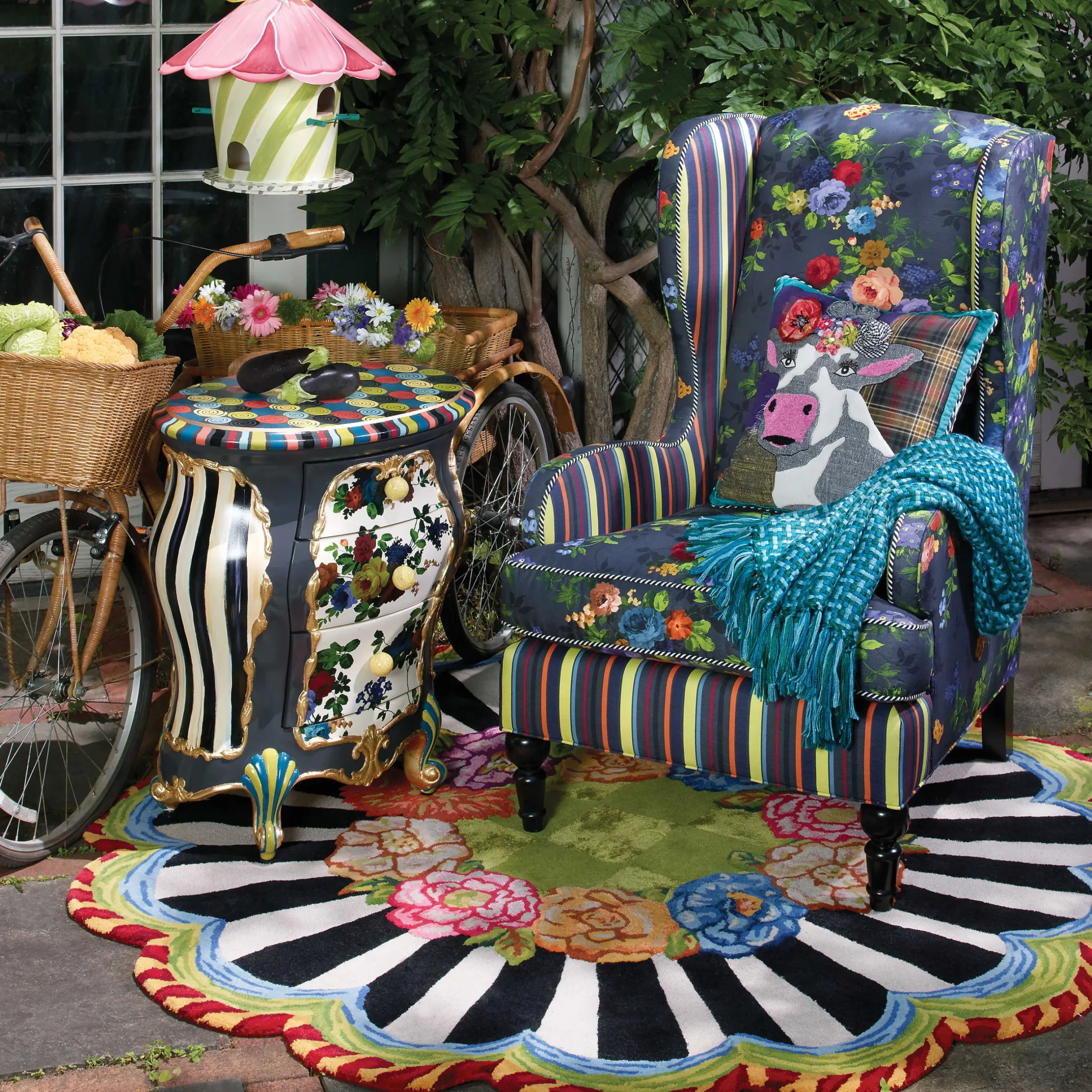 Rugs|MacKenzie-Childs Cutting Garden 6' Round Rug