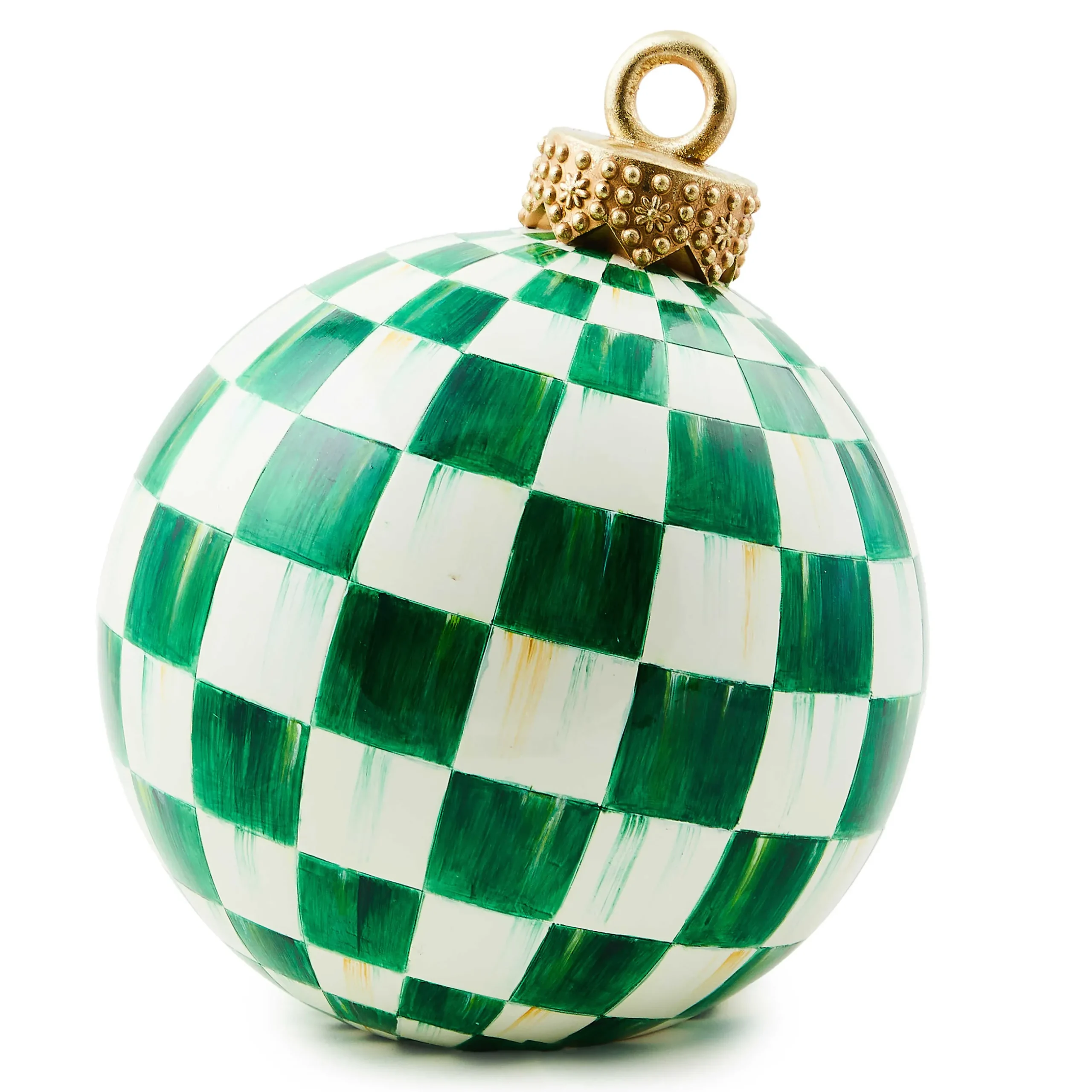 Room Accents|MacKenzie-Childs Dark Green Check Tabletop Ornament