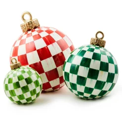 Room Accents|MacKenzie-Childs Dark Green Check Tabletop Ornament