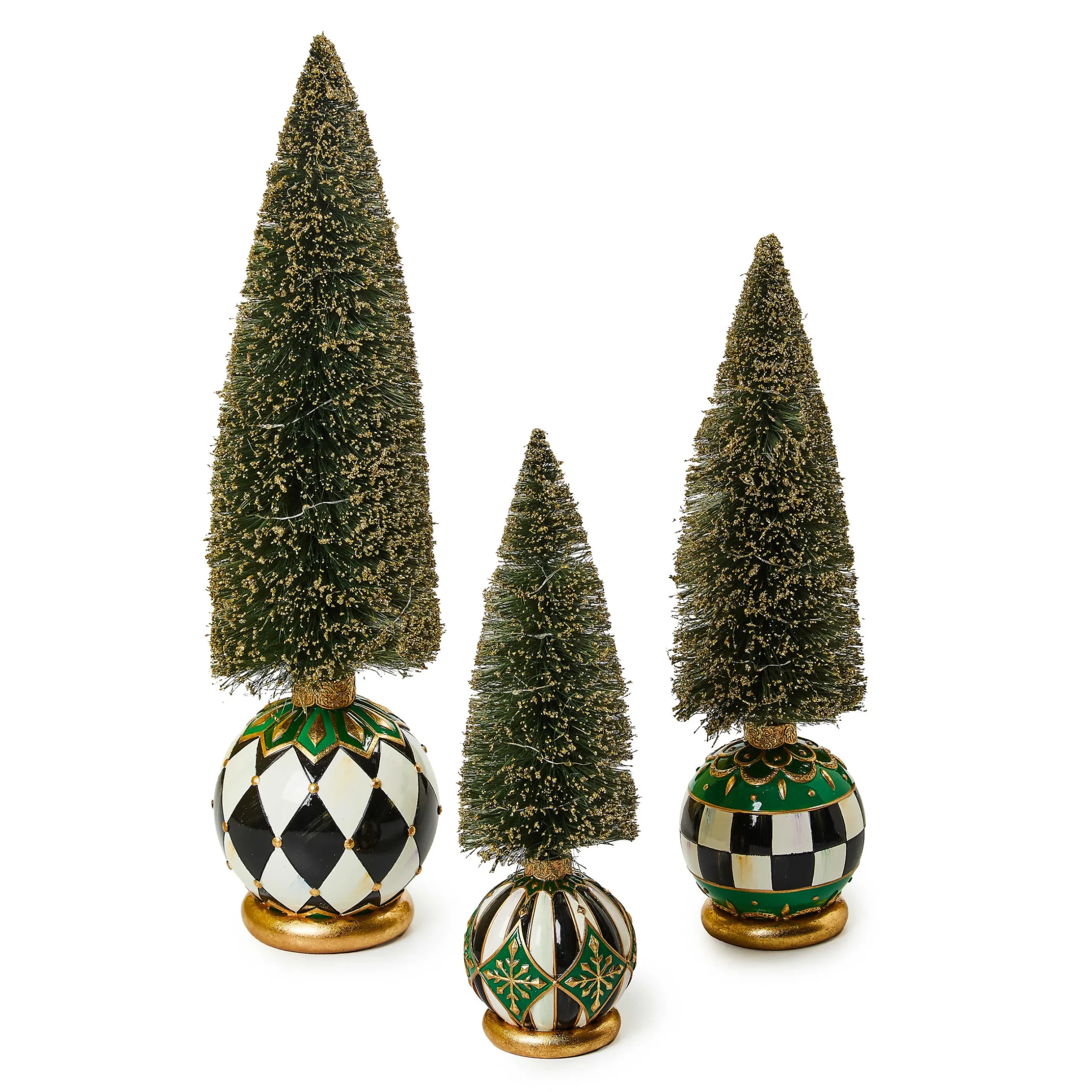 Room Accents|Table Accessories|MacKenzie-Childs Emerald Luxe Large Illuminated Bottle Brush Tree