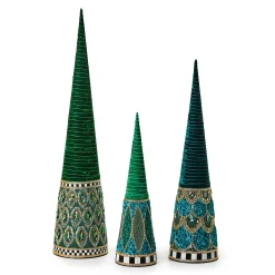 Room Accents|MacKenzie-Childs Emerald Luxe Medium Beaded Cone Tree