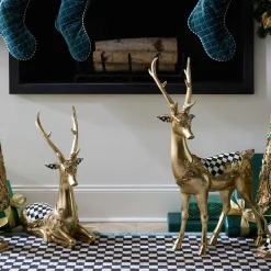 Room Accents|MacKenzie-Childs Emerald Luxe Resting Gold Deer
