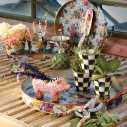 Outdoor|Bar Entertaining|MacKenzie-Childs Flower Market Galvanized Serving Trays, Set of 2