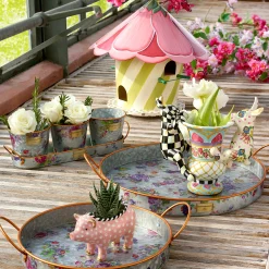 Outdoor|Bar Entertaining|MacKenzie-Childs Flower Market Galvanized Serving Trays, Set of 2