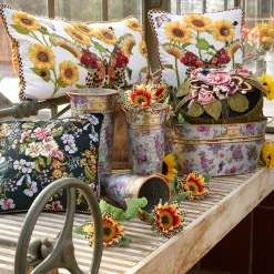 Spring|Outdoor|MacKenzie-Childs Flower Market Galvanized Flower Buckets, Set of 3