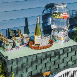 Spring|Outdoor|MacKenzie-Childs Flower Market Galvanized Herb Pots with Tray, Set of 3