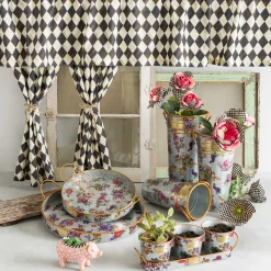 Spring|Outdoor|MacKenzie-Childs Flower Market Galvanized Herb Pots with Tray, Set of 3