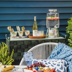 Spring|Outdoor|MacKenzie-Childs Flower Market Galvanized Herb Pots with Tray, Set of 3
