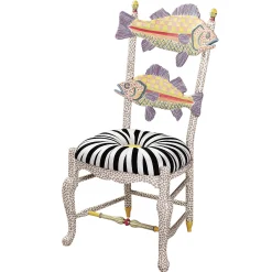 Dining Room & Kitchen|MacKenzie-Childs Freckle Fish Chair - Black  White Seat