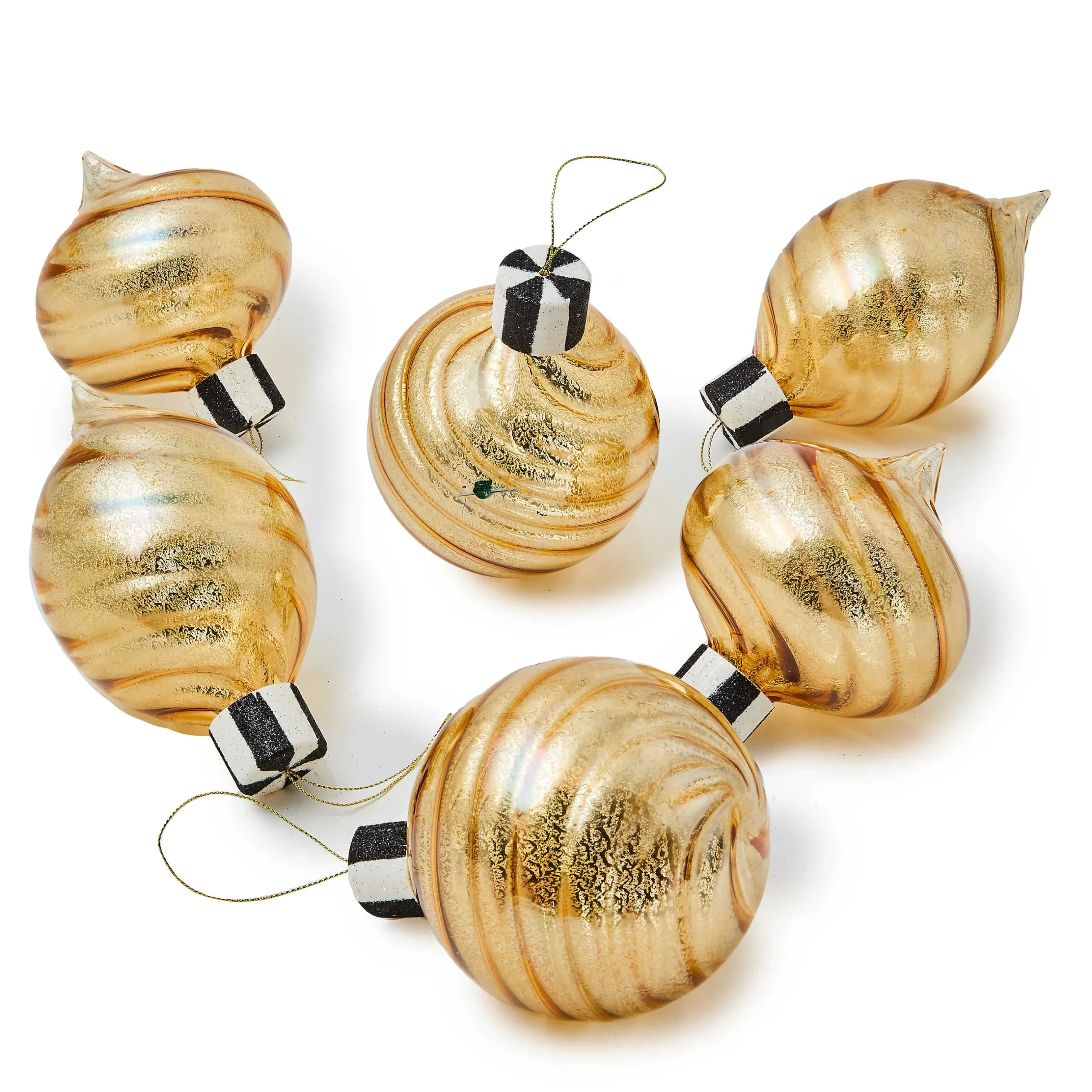 Holiday|MacKenzie-Childs Gold Mercury Glass Assorted Ornaments, Set of 6